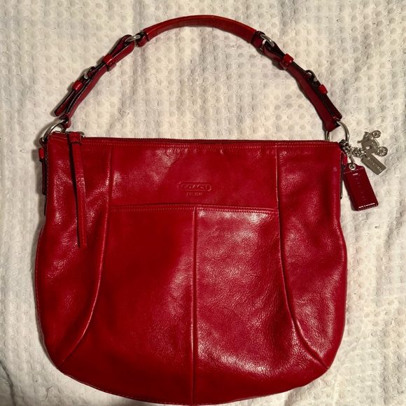 Coach Leather H0849-12684 Madison Large Hobo Red 2008 with dust bag 🍒 ❤️ - Picture 1 of 13